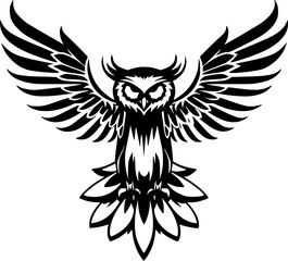 Fototapeta premium Owl | Black and White Vector illustration