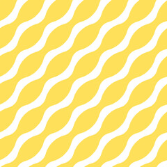 Wavy lines in a seamless pattern create a vibrant background with yellow and white colors, ideal for contemporary textile or surface designs.