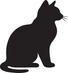 Black cat silhouette vector illustration with animal design elements