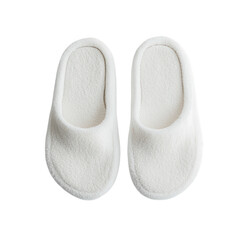 Cozy white plush slippers for indoor comfort isolated on a transparent background soft comfortable
