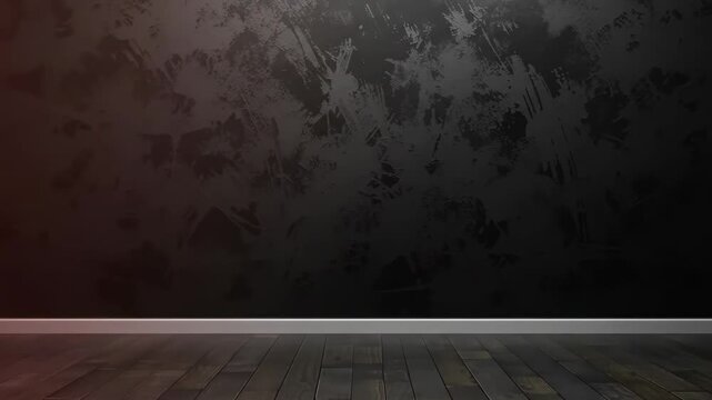 Empty room with dark textured wall and wooden floor