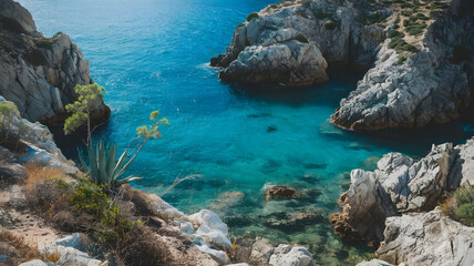 Vibrant Coral Reef in the Clear Blue Sea