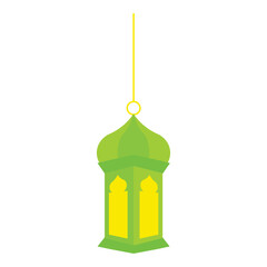 Green Ramadan Lantern Hanging Flat Illustration