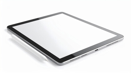 Sleek tablet with blank screen and stylus positioned beside it, showcasing modern technology and design. Ideal for digital art, note taking, and creative tasks