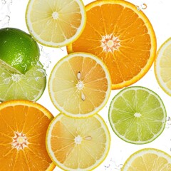 Fototapeta premium Slices of lemon and lime isolated on white background