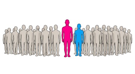 Naklejka premium Stand Out from the Crowd Vector – Unique Identity Concept on White