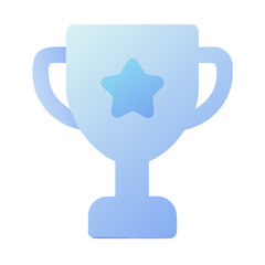 A simple blue gradient trophy icon with a star on a black background