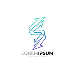The letter S logo is combined with an arrow with a line style.