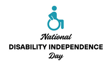 National Disability Independence Day Poster &ndash; Wheelchair Symbol with Blue Text on White Background
