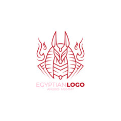 Egyptian logo with line design template, Egyptian dog logo