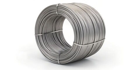 Construction Steel Wire Roll Isolated on White Background – Clean Industrial Metal Coil, 16K
