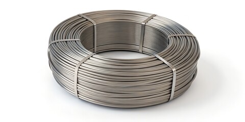 Construction Steel Wire Roll Isolated on White Background – Clean Industrial Metal Coil, 16K