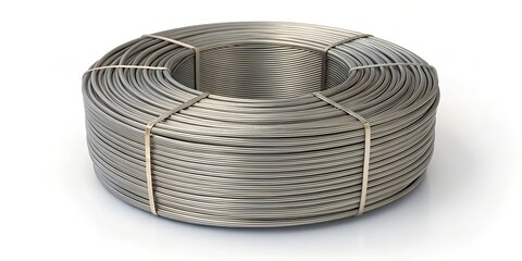 Construction Steel Wire Roll Isolated on White Background – Clean Industrial Metal Coil, 16K