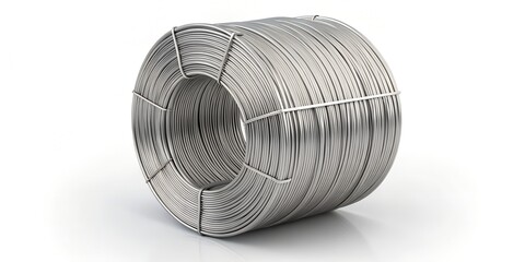 Construction Steel Wire Roll Isolated on White Background – Clean Industrial Metal Coil, 16K