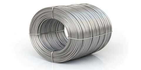 Construction Steel Wire Roll Isolated on White Background – Clean Industrial Metal Coil, 16K