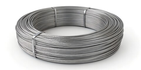 Construction Steel Wire Roll Isolated on White Background – Clean Industrial Metal Coil, 16K