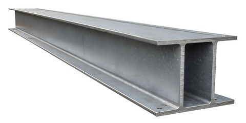 Steel Beam Isolated on White Background – Industrial Iron Girder in 16K