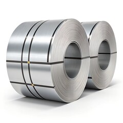 Steel Coils Isolated on White Background – Industrial Metal Rolls in 16K