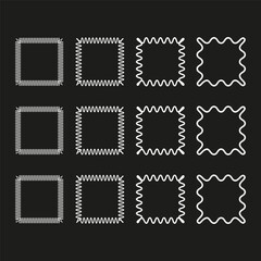 Vector frames collection. Textured border shapes. Rough decorative elements. Grunge square contours