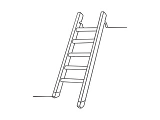 A minimalist one-line drawing of a ladder ascending, symbolizing progress and growth