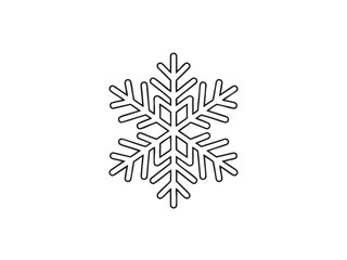 A simple outline illustration of a snowflake. The design is ideal for winter or Christmas-themed projects