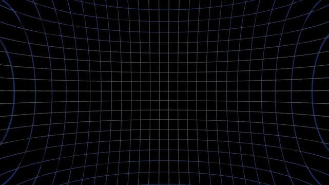 White Grid with Wide Distortion, Echo and Blur on Black Tech Background (Seamless Loop for Titles, Intro, or Closing), 4K 60 FPS