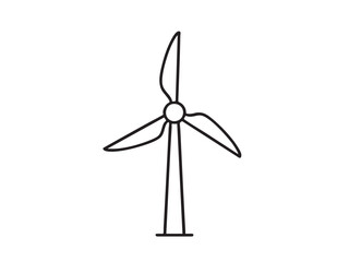 Fototapeta premium Simple line art icon of a wind turbine, symbolizing clean, renewable energy