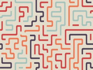 Colorful Maze Exploring Abstract Geometric Lines & Patterns with Retro Style in this playful and visually engaging design 100-155 characters
