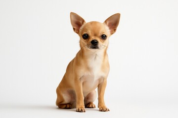 Obraz premium Chihuahua Dog Sitting on White Background – Studio Portrait