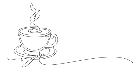 continuous line drawing of coffee cup illustration 1