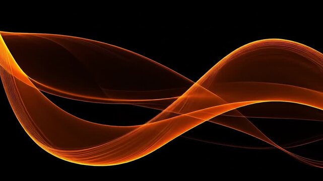 Abstract image with flowing, sheer orange waves against a black background, creating a dynamic and elegant composition