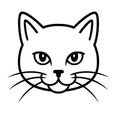 Obraz premium Isolated Minimalist Black Line Art Cat Head Illustration 