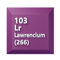 Lawrencium 3D Periodic Table Icon