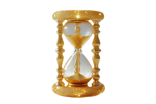 New style golden hourglass isolated on transparent background - Powered by Adobe