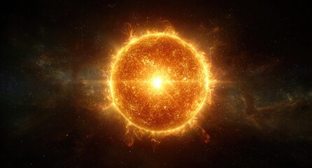 Fiery sun, intense, star, glowing
