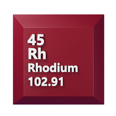 Rhodium 3D Periodic Table Icon