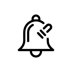 A bell outline icon with a ringer and sound waves represented by three parallel dashes all on a white background