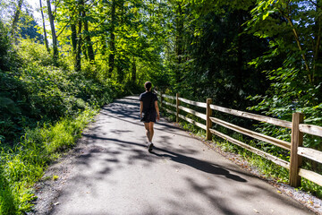 Person Walking on Forest Pathway in Port Moody, Vancouver, BC, Canada