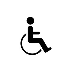 A black silhouette image of a person in a wheelchair faces to the right