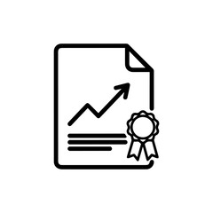 A document with an upward trending graph and a seal