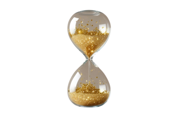 New style golden hourglass isolated on transparent background