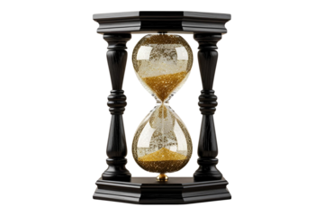 New style golden hourglass isolated on transparent background