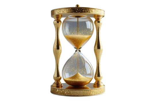 New style golden hourglass isolated on transparent background