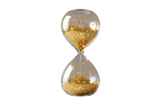 New style golden hourglass isolated on transparent background