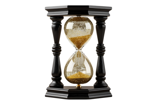 New style golden hourglass isolated on transparent background