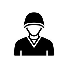 A stark black silhouette of a soldier wearing a helmet and a Vneck shirt