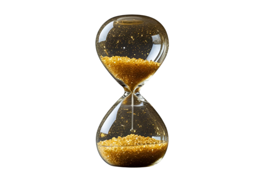 New style golden hourglass isolated on transparent background