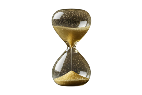 New style golden hourglass isolated on transparent background