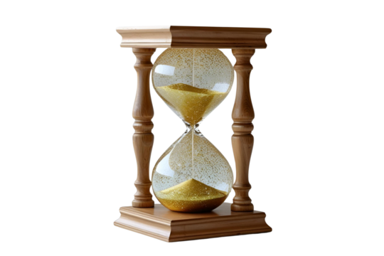 New style golden hourglass isolated on transparent background