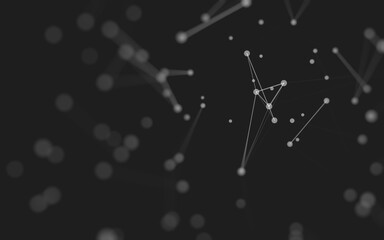 Abstract background. Molecules technology with polygonal shapes, connecting dots and lines. Connection structure. Big data visualization.